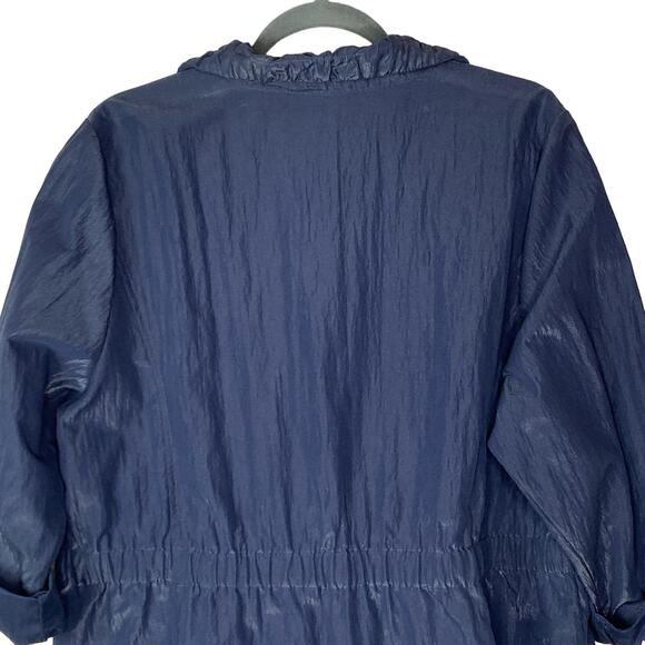 NEW CJ Banks Jacket Iridescent Size 16/18W 1X Cinch Waist Front Zip Navy Blue - Picture 6 of 9